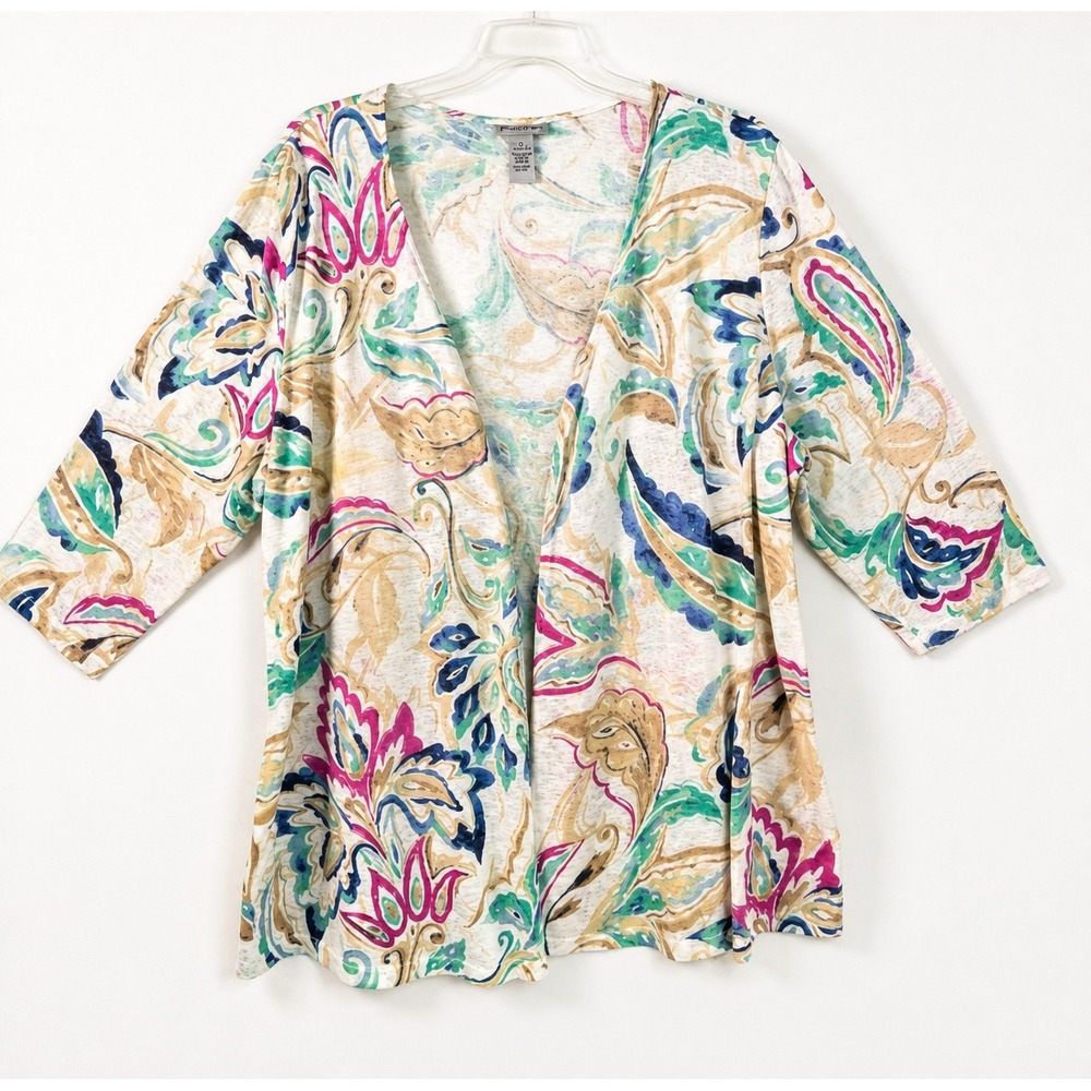 Catherines Lightweight Paisley Open Front Cardigan Plus Size 2X 22/24W Arsty